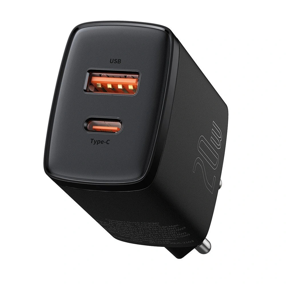 Szybka ładowarka sieciowa USB-A / USB-C Baseus Compact CCXJ-B02 20W 3A PD QC 3.0