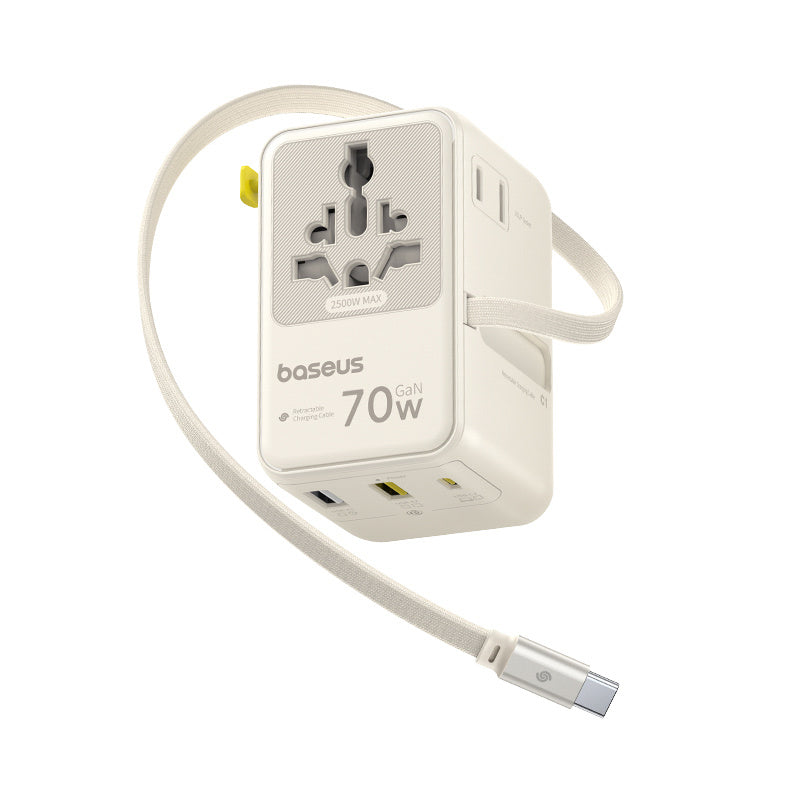 Baseus EnerCore CG11 Adapter podróżny 70W 6w1 ze zwijanym kablem USB-C
