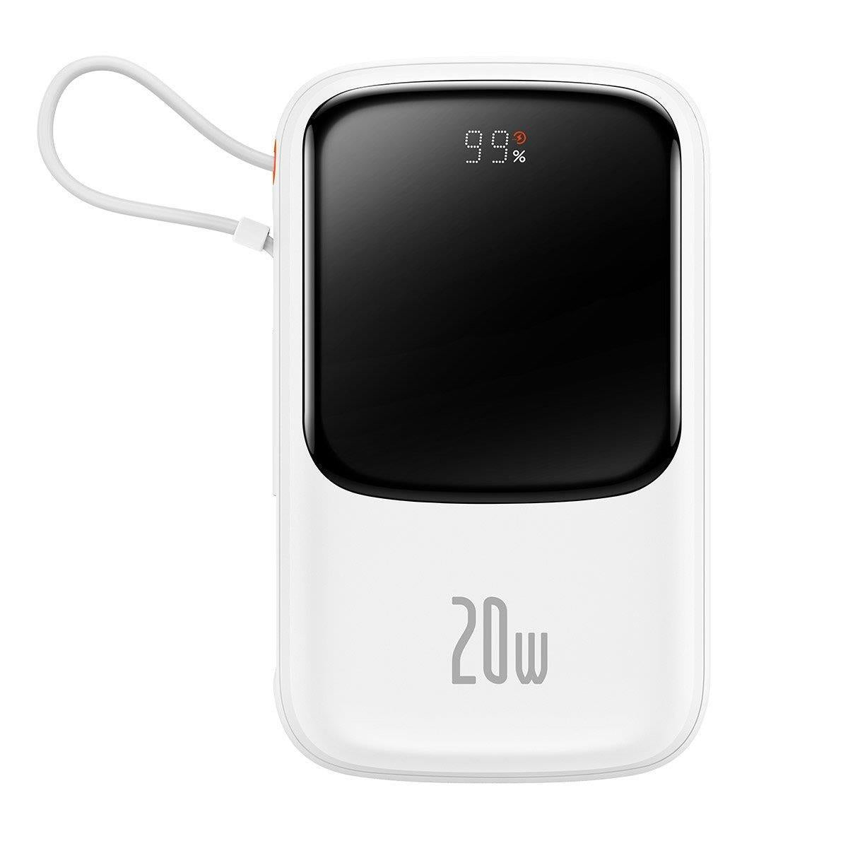 Baseus Qpow Digital Display Powerbank z szybkim ładowaniem 10000mAh 20W QC/PD/SCP/FCP z wbudowanym kablem Lightning