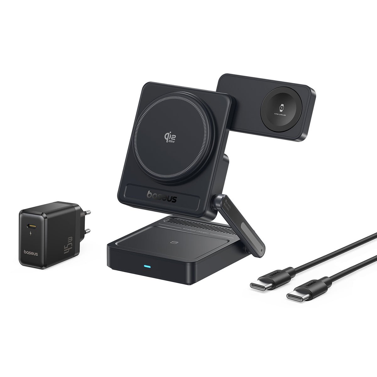 Baseus PicoGo AF21 Ładowarka bezprzewodowa 3w1 Qi2.2 35W z zasilaczem EU 45W i kablem USB-C 1m