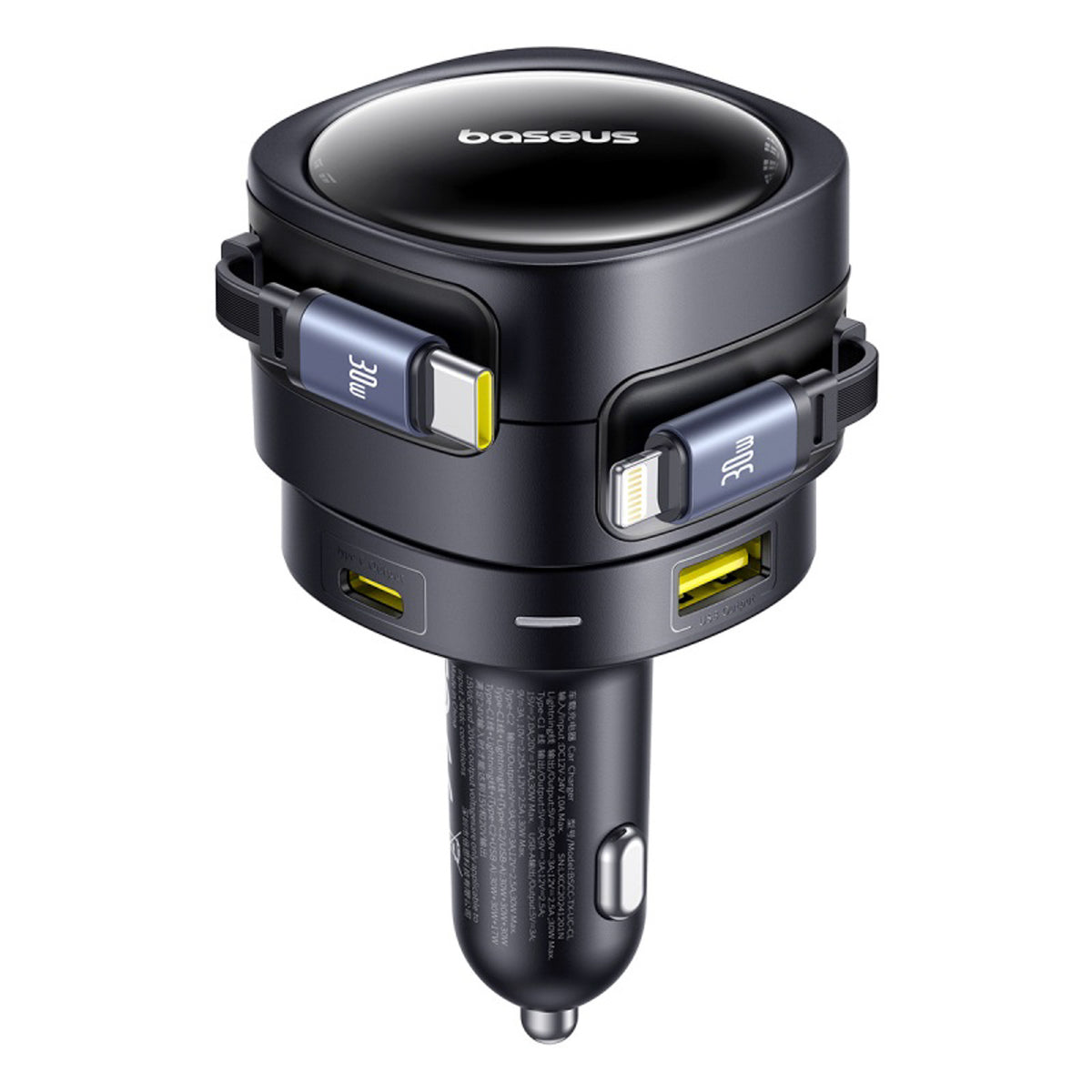 Ładowarka samochodowa Baseus Enjoyment Max 90W 2x USB-C + kabel USB-C i Lightning – czarna