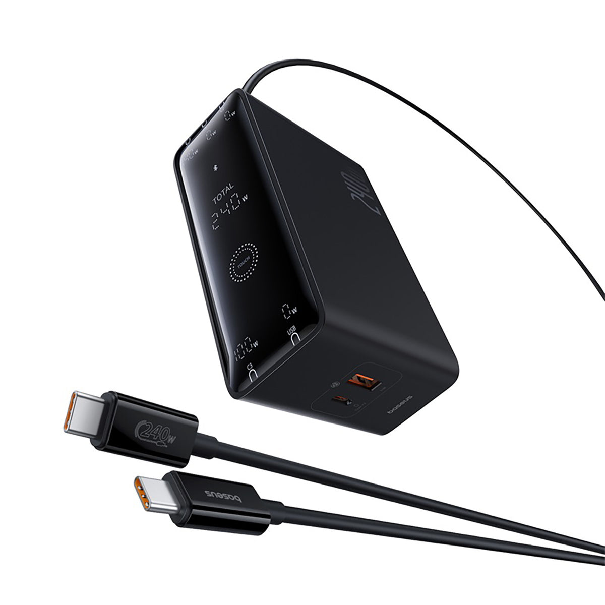 Baseus Digital GaN Ładowarka biurkowa 3xUSB-C 1xUSB-A DC 240W z kablem zasilającym