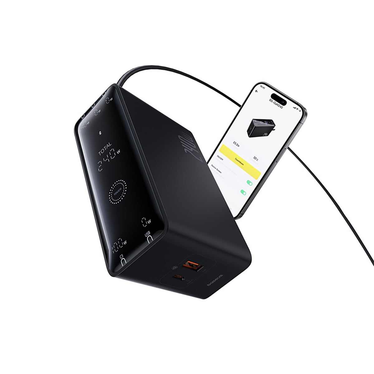 Baseus Digital GaN Ładowarka biurkowa 3xUSB-C 1xUSB-A DC 240W z kablem zasilającym