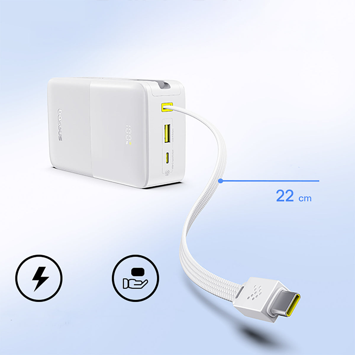 Baseus EnerFill FC51 Bipow 2 Pro Powerbank 30000mAh 22.5W z wbudowanym kablem USB-C