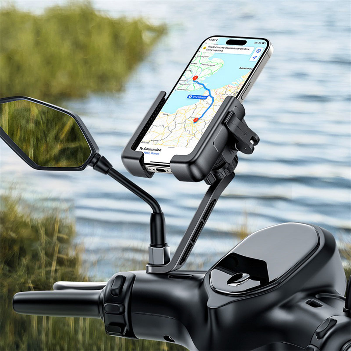 Uchwyt motocyklowy na telefon Baseus GoTrip do lusterka, z amortyzacją