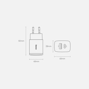 Szybka ładowarka sieciowa USB-A / USB-C Baseus Compact CCXJ-B02 20W 3A PD QC 3.0