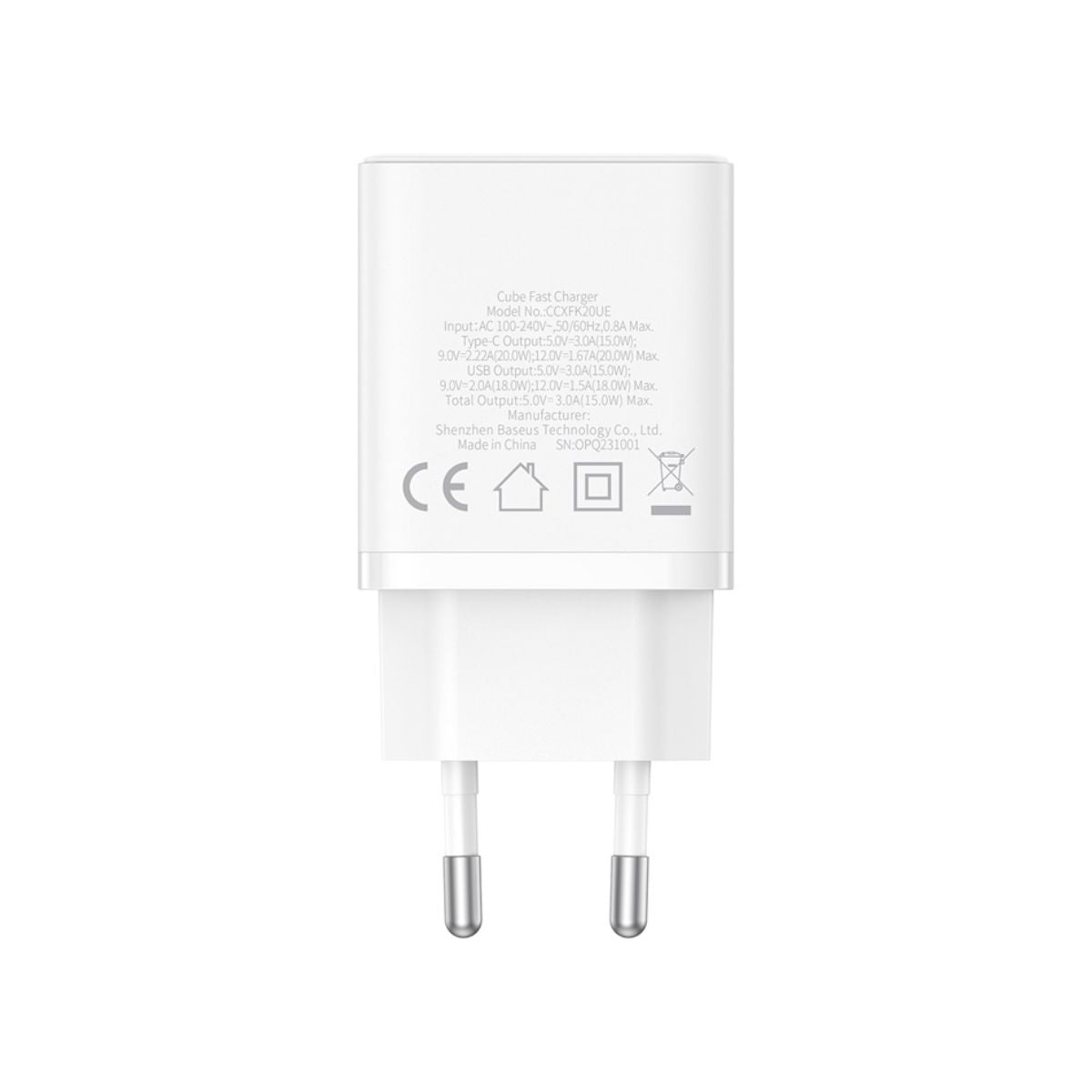 Baseus Cube 2 Ports Fast Charger 20W