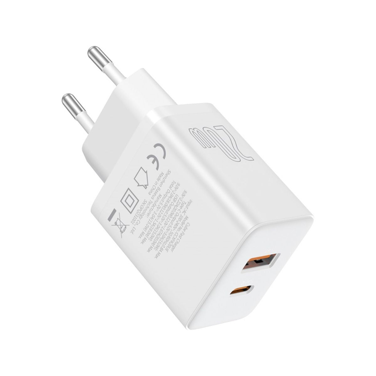 Baseus Cube 2 Ports Fast Charger 20W