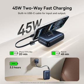 Baseus PicoGo AC22 Ultra Mini Power Bank with Built-in Cable 20000mAh 45W