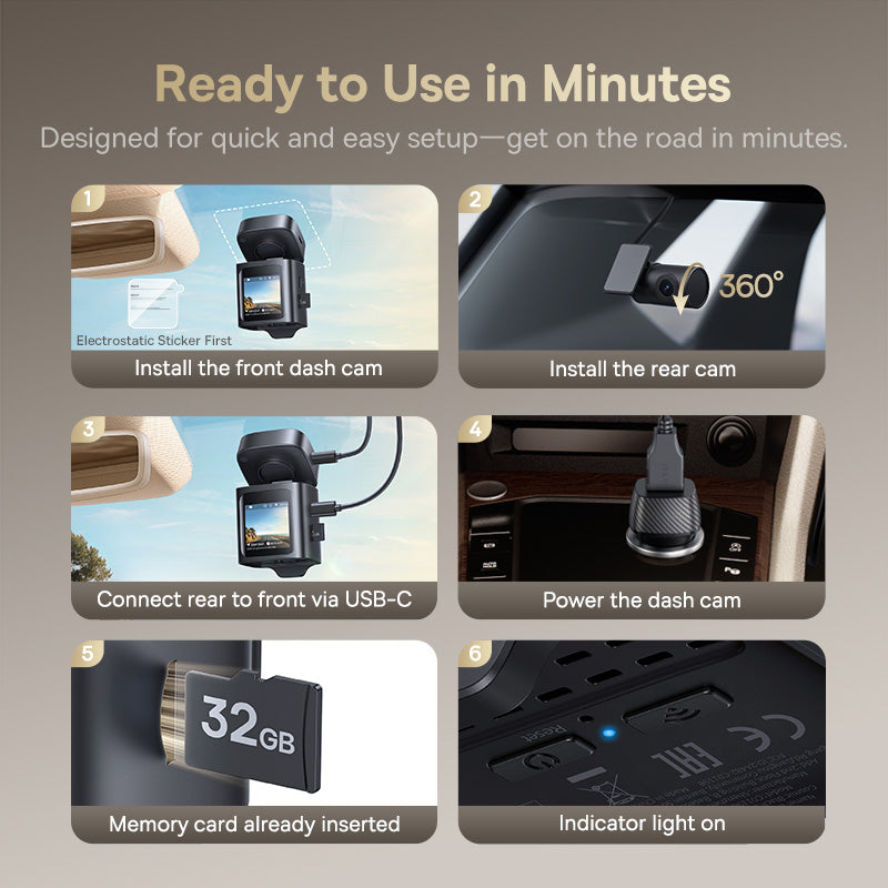 Baseus PrimeTrip VD1 Pro Dash Cam Lithium Battery 4K+1080p