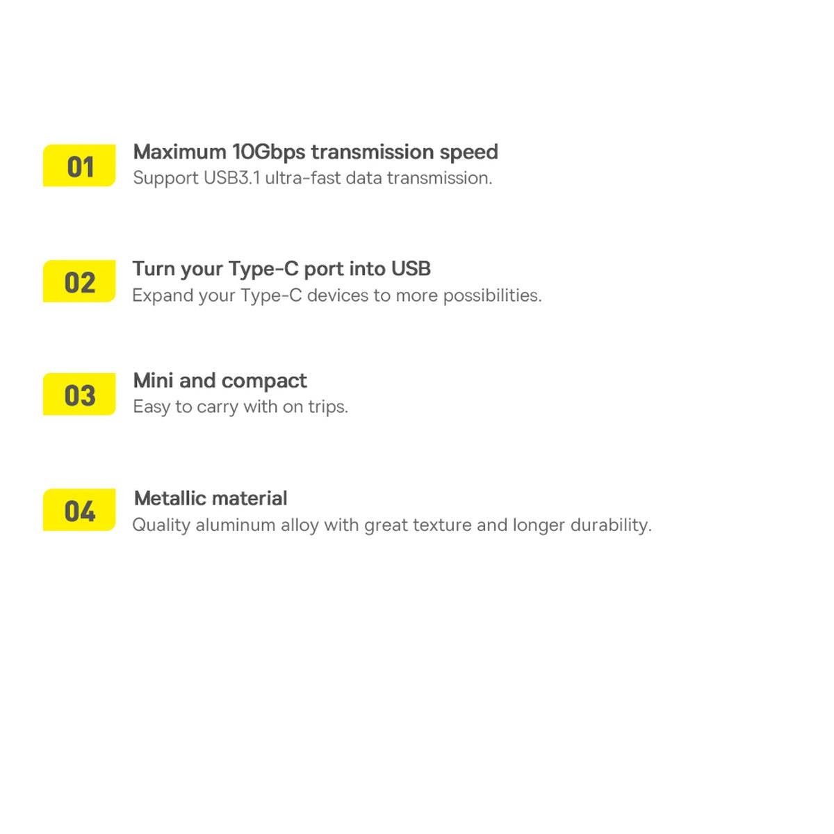 Adapter Baseus Ingenuity Series USB-C do USB-A 10Gb/s
