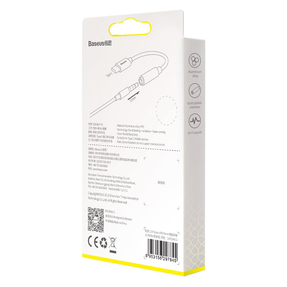 Adapter Baseus L54 do słuchawek USB-C / mini jack 3.5mm DAC 24 bit 48 KHz