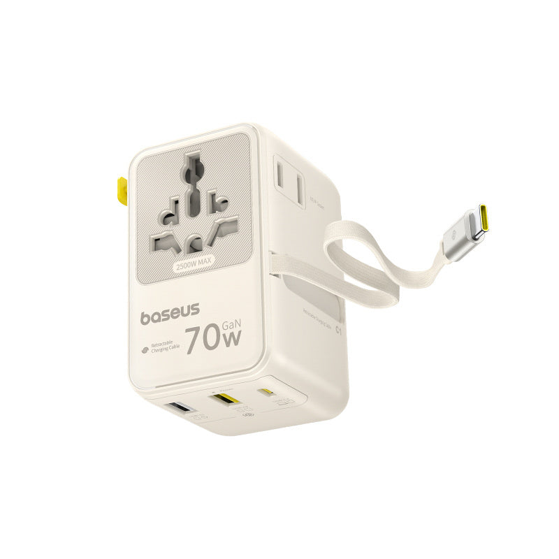 Baseus EnerCore CG11 Adapter podróżny 70W 6w1 ze zwijanym kablem USB-C