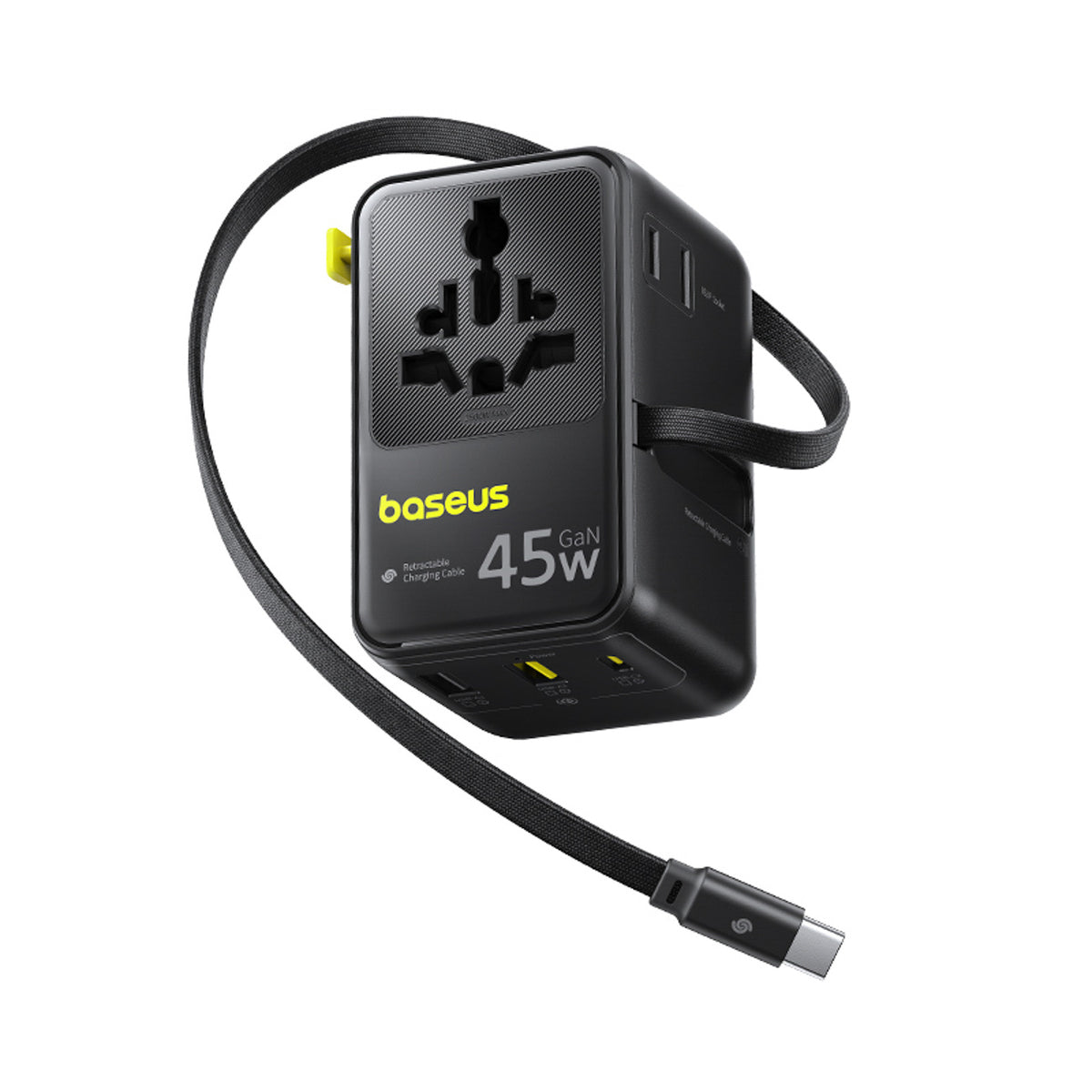 Adapter podróżny Baseus PicoGo AG11 45W 6w1 ze zwijanym kablem USB-C