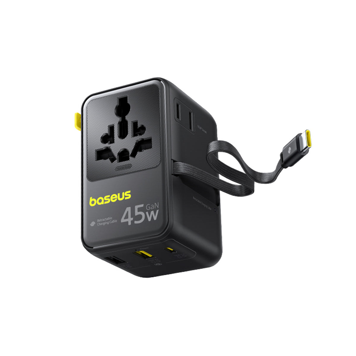 Adapter podróżny Baseus PicoGo AG11 45W 6w1 ze zwijanym kablem USB-C