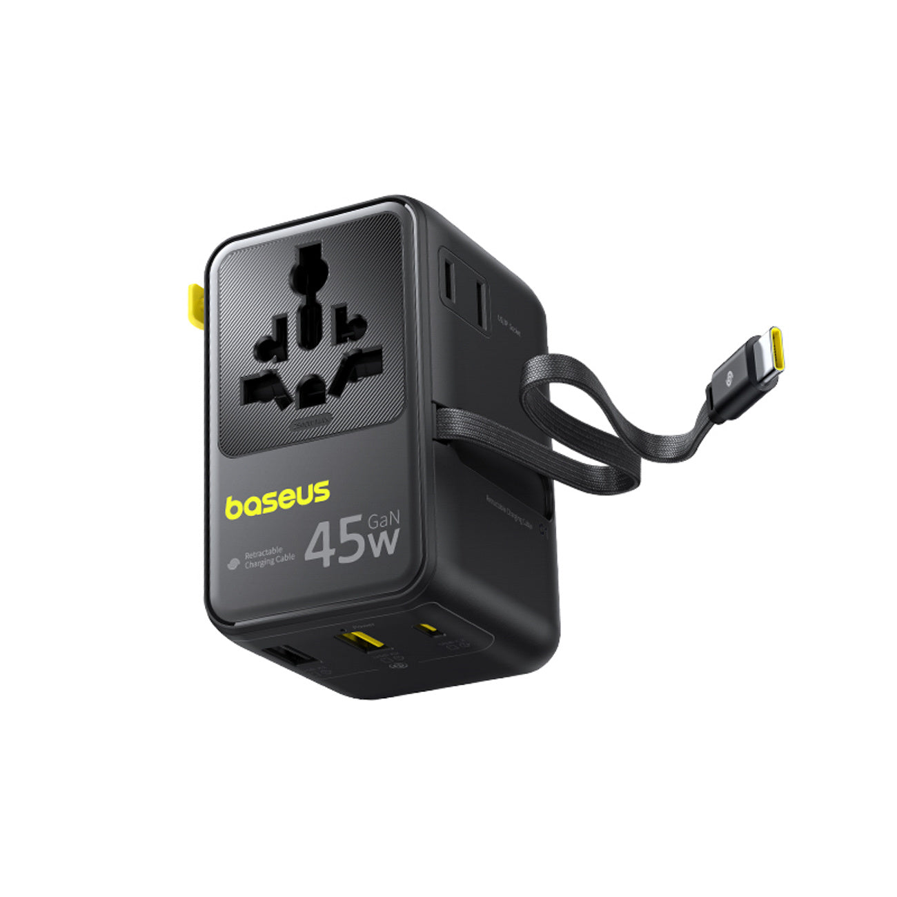 Adapter podróżny Baseus PicoGo AG11 45W 6w1 ze zwijanym kablem USB-C