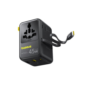 Adapter podróżny Baseus PicoGo AG11 45W 6w1 ze zwijanym kablem USB-C