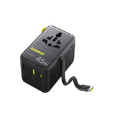 Adapter podróżny Baseus PicoGo AG11 45W 6w1 ze zwijanym kablem USB-C - czarny