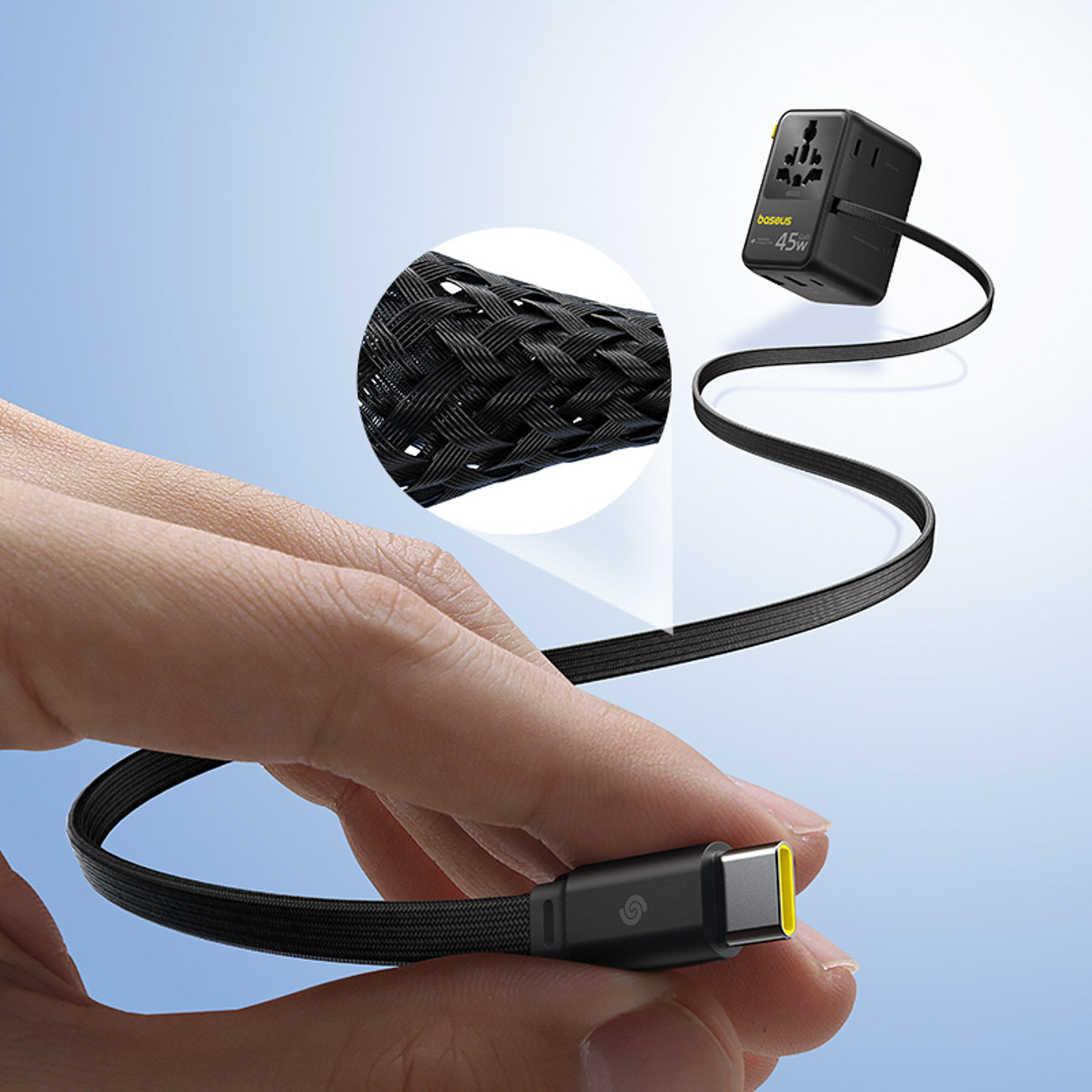 Adapter podróżny Baseus PicoGo AG11 45W 6w1 ze zwijanym kablem USB-C