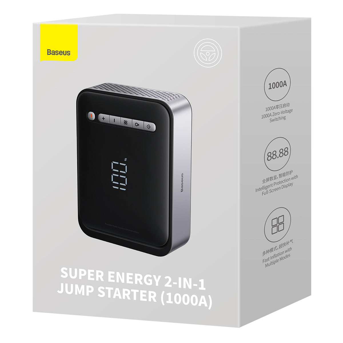 Baseus 2w1 Jump Starter 8000mAh (1000A/500A) / Kompresor do opon 5-150 PSI