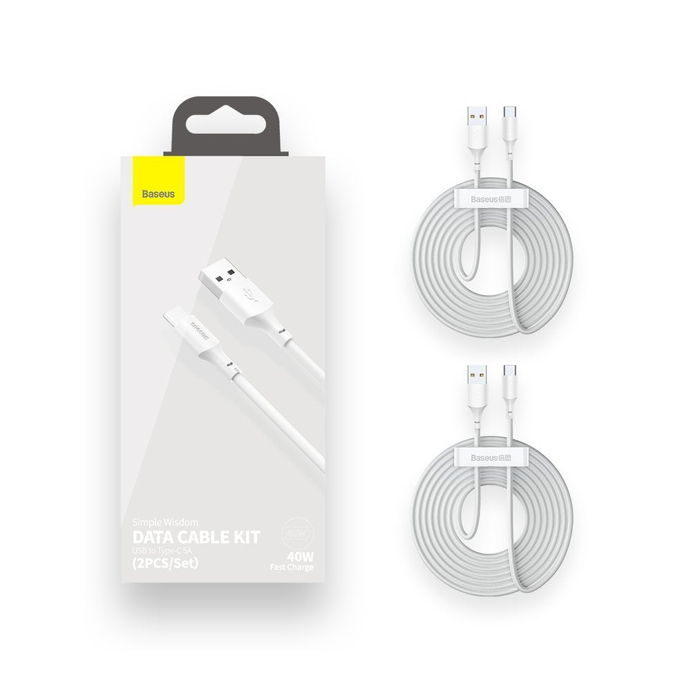 Baseus 2x kabel USB-A – USB-C szybkie ładowanie Quick Charge 40W 5A 1,5 m
