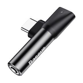 Baseus Audio Converter L41 adapter przejściówka ze złącza USB-C na port USB-C + gniazdo słuchawkowe 3,5 mm