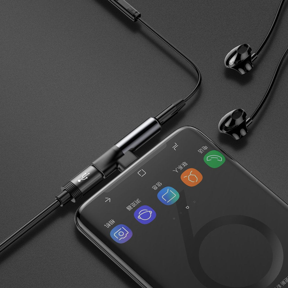 Baseus Audio Converter L41 adapter przejściówka ze złącza USB-C na port USB-C + gniazdo słuchawkowe 3,5 mm