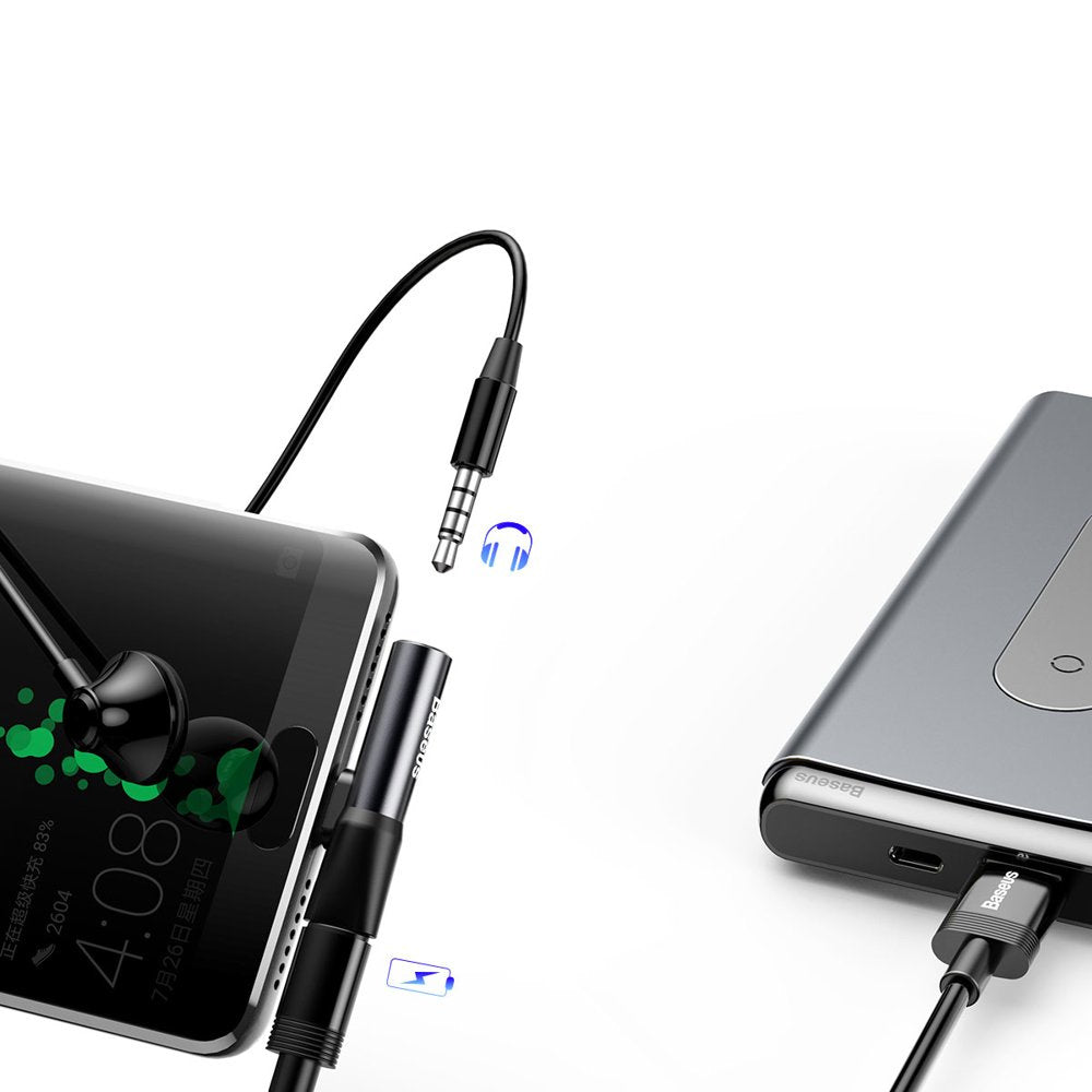Baseus Audio Converter L41 adapter przejściówka ze złącza USB-C na port USB-C + gniazdo słuchawkowe 3,5 mm