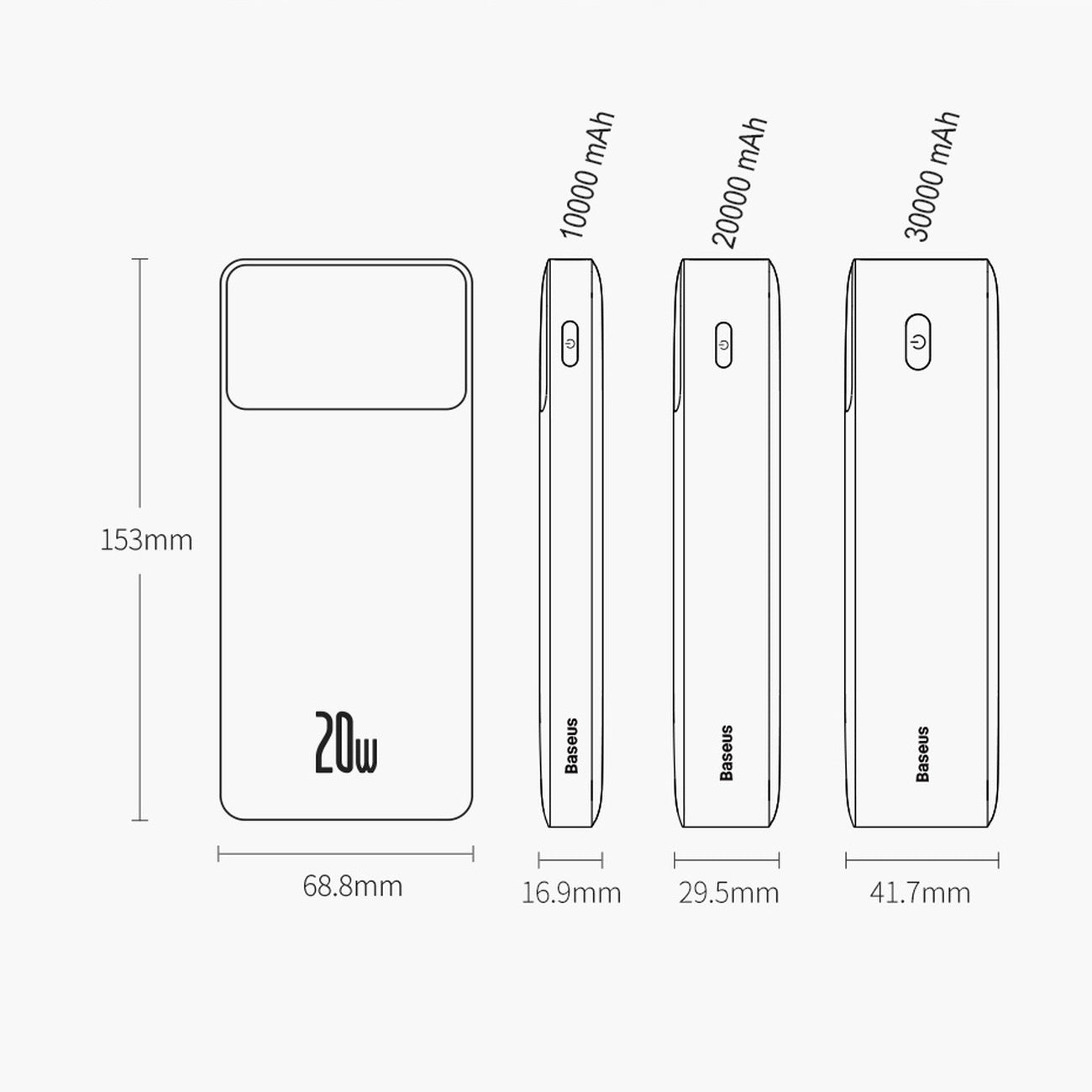 Baseus Bipow Powerbank z szybkim ładowaniem 20000mAh 20W (Overseas Edition) + kabel USB-A – Micro USB 0,25m