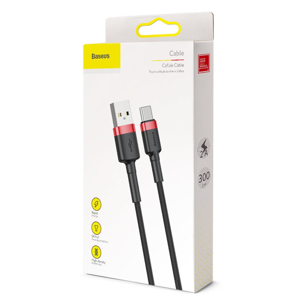 Baseus Cafule Cable wytrzymały nylonowy kabel przewód USB / USB-C QC3.0 2A 3M