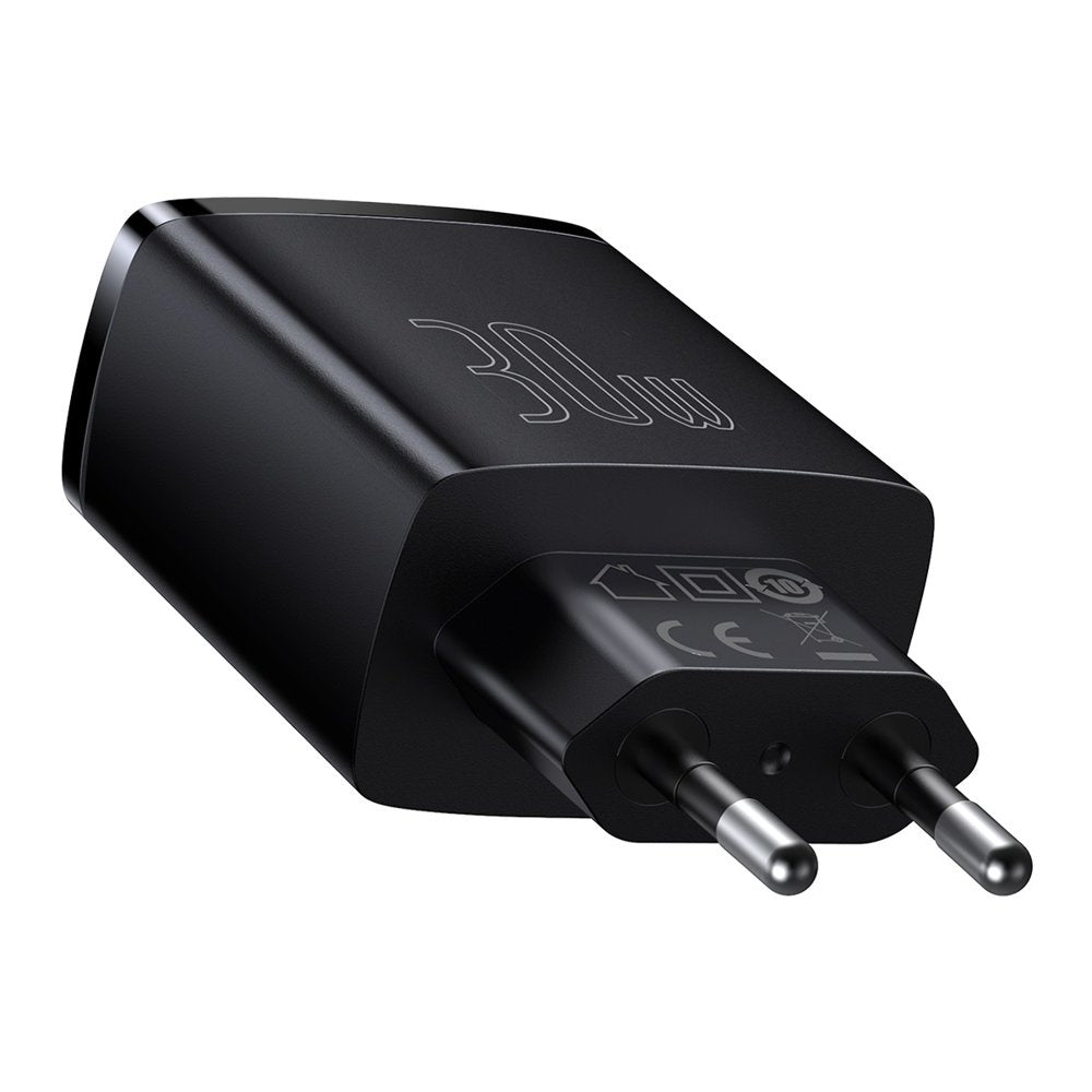 Baseus Compact Szybka ładowarka sieciowa 3-portowa 30W (USB-C + 2x USB-A)