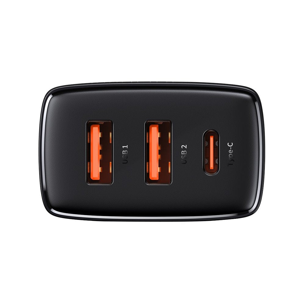 Baseus Compact Szybka ładowarka sieciowa 3-portowa 30W (USB-C + 2x USB-A)