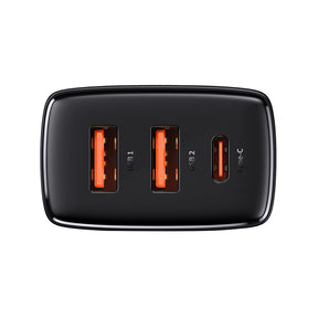 Baseus Compact Szybka ładowarka sieciowa 3-portowa 30W (USB-C + 2x USB-A)