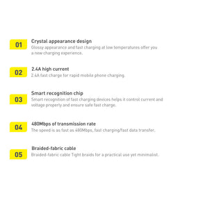 Baseus Crystal Shine Series kabel USB-A – Lightning 2,4A 1,2m