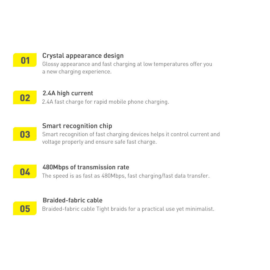 Baseus Crystal Shine Series Kabel USB-A – Lightning 2,4A 2m