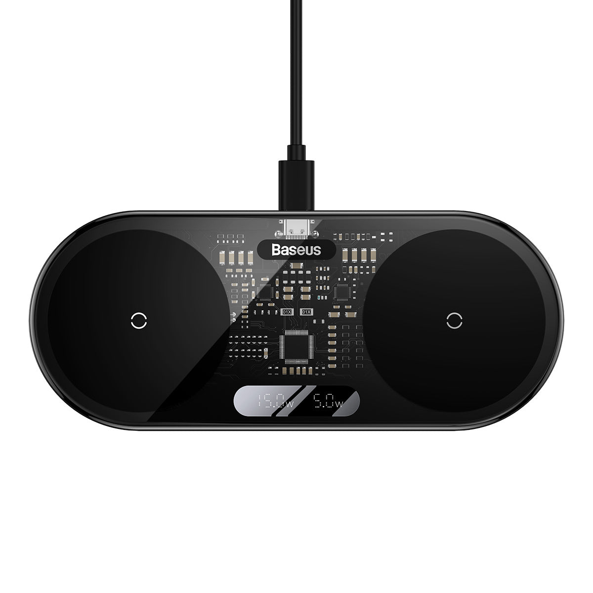 Baseus Digital LED Display Podwójna ładowarka bezprzewodowa Qi z cyfrowym wyświetlaczem 20W