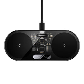 Baseus Digital LED Display Podwójna ładowarka bezprzewodowa Qi z cyfrowym wyświetlaczem 20W