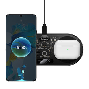 Baseus Digital LED Display Podwójna ładowarka bezprzewodowa Qi z cyfrowym wyświetlaczem 20W