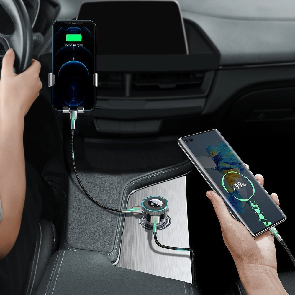Baseus Enjoy Transmiter FM Ładowarka samochodowa 2x USB Bluetooth 5.0 3.4A (CCLH-01)