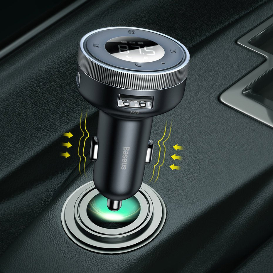Baseus Enjoy Transmiter FM Ładowarka samochodowa 2x USB Bluetooth 5.0 3.4A (CCLH-01)