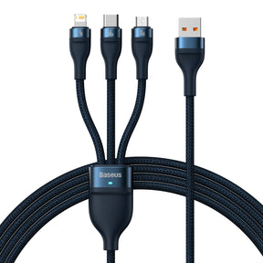 Baseus Flash Series Ⅱ kabel 3w1 do szybkiego ładowania USB-A do USB-C / Micro-USB / Lightning 66W 480Mb/s 1.2m