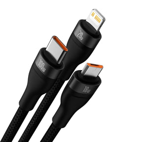 Baseus Flash Series II kabel USB Typ C / USB Typ A - USB Typ C / Lightning / micro USB 100 W 1,2 m