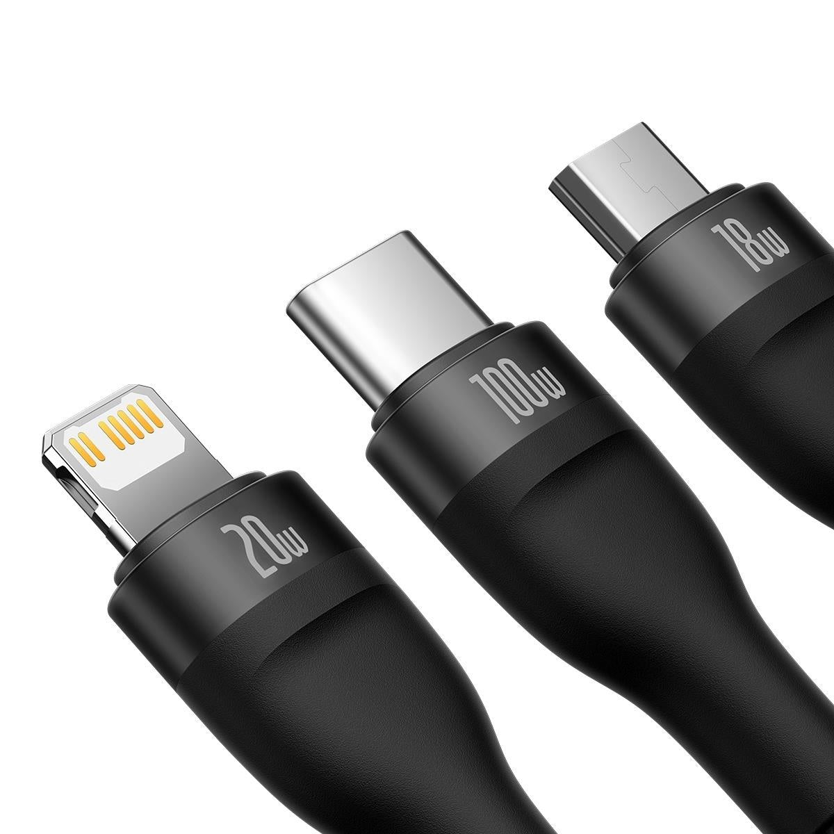 Baseus Flash Series II kabel USB Typ C / USB Typ A - USB Typ C / Lightning / micro USB 100 W 1,2 m