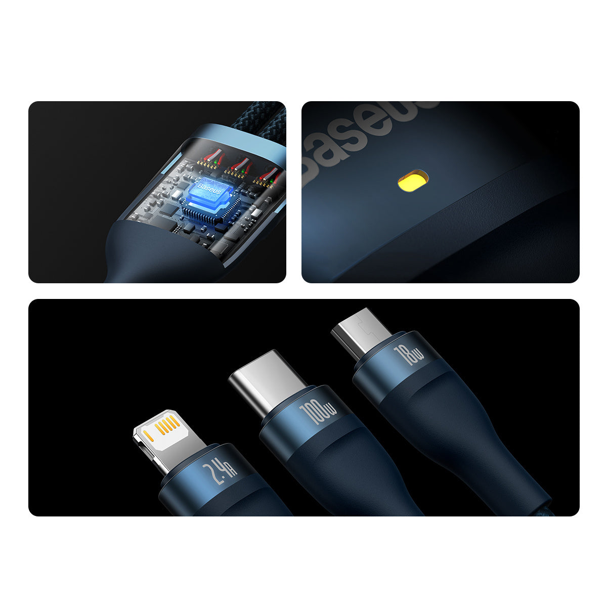 Baseus Flash Series II Kabel USB - USB-C / Lightning / micro USB 100W 1,2 m