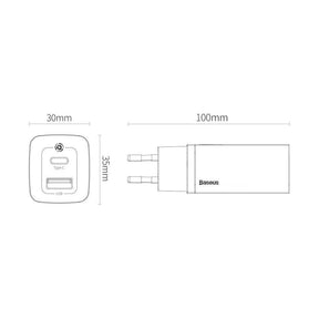 Baseus GaN2 Lite szybka ładowarka sieciowa 65W USB / USB Typ C Quick Charge 3.0 Power Delivery