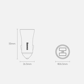 Baseus Golden Contactor Pro szybka ładowarka samochodowa 2x USB 40W Quick Charge SCP FCP AFC + kabel USB-C