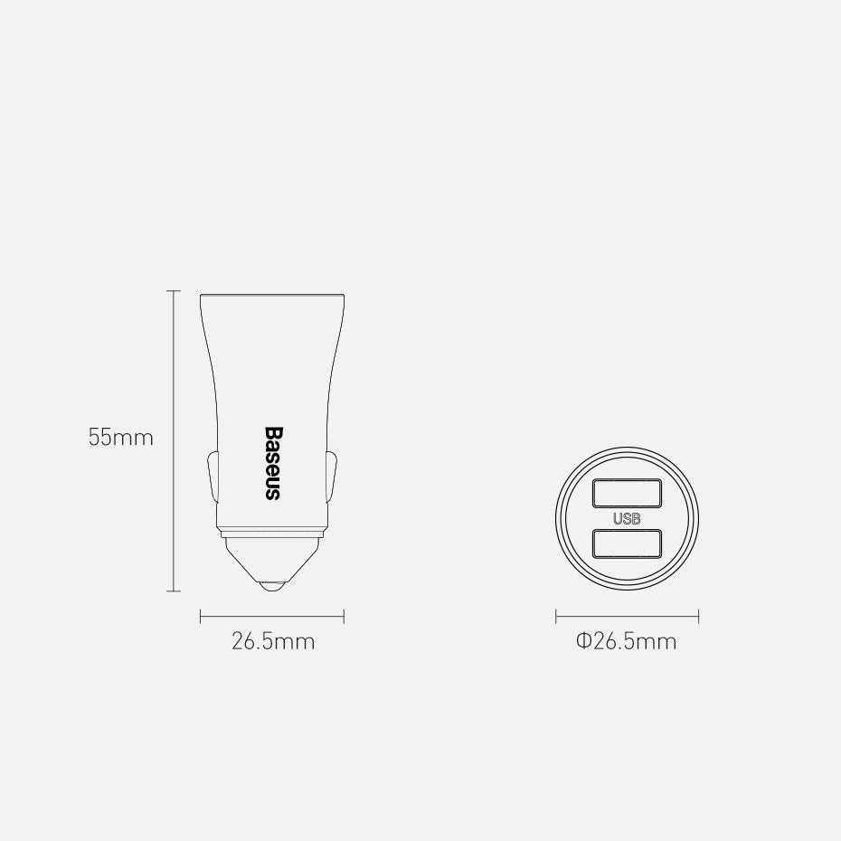 Baseus Golden Contactor Pro szybka ładowarka samochodowa 2x USB 40W Quick Charge SCP FCP AFC + kabel USB-C
