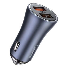 Baseus Golden Contactor Pro szybka ładowarka samochodowa 2x USB 40W Quick Charge SCP FCP AFC + kabel USB-C