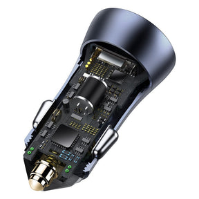 Baseus Golden Contactor Pro szybka ładowarka samochodowa 2x USB 40W Quick Charge SCP FCP AFC + kabel USB-C