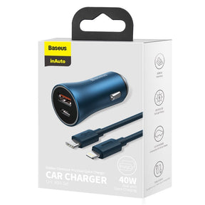 Baseus Golden Contactor Pro szybka ładowarka samochodowa 40W USB-A USB-C Power Delivery Quick Charge